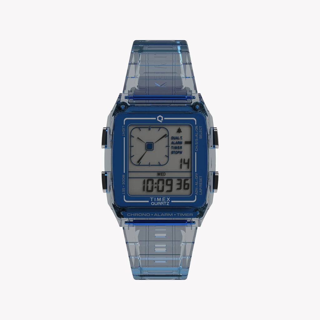 Timex Unisex Blue Resin Watch, Transparent Blue | Tw2w45100