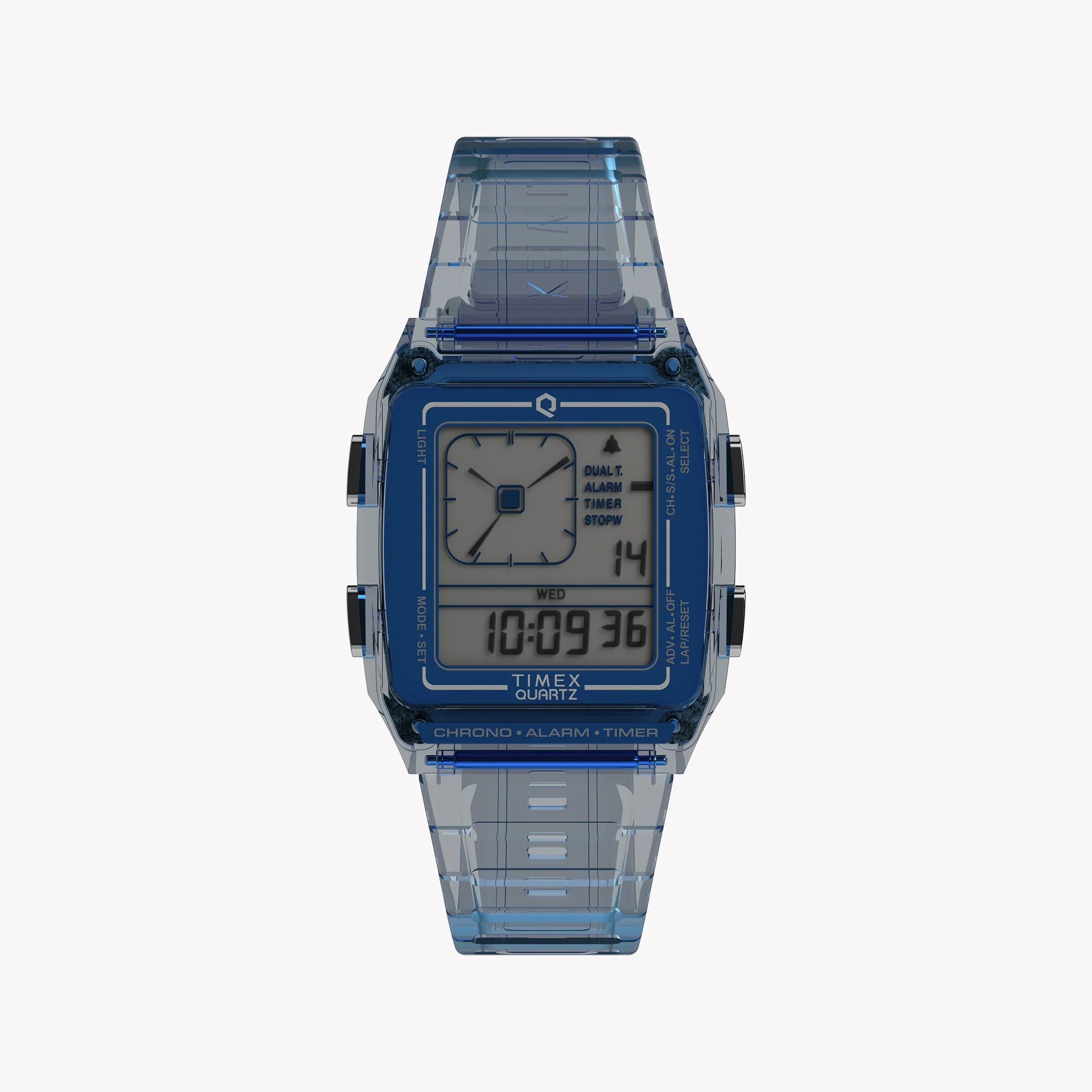 Timex Unisex Blue Resin Watch, Transparent Blue | Tw2w45100