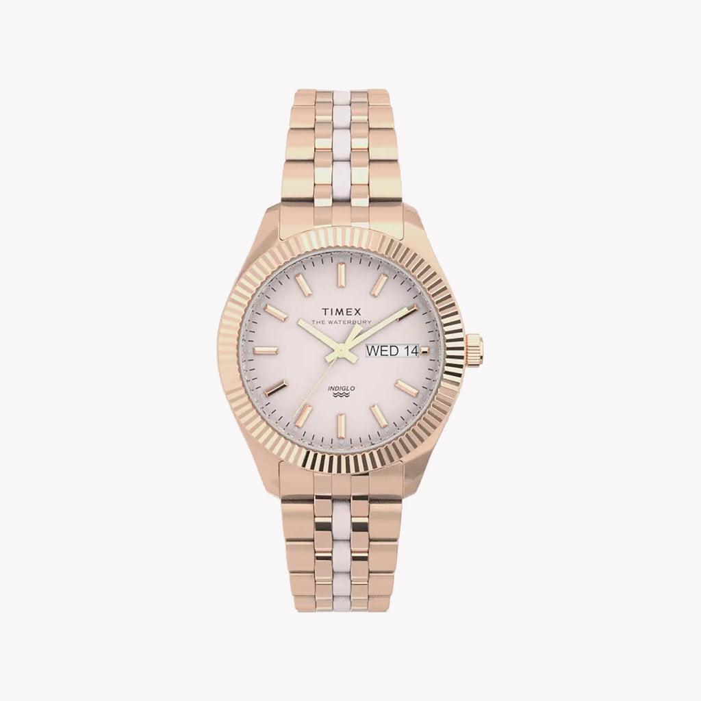 Timex Women's Rose Gold Stainless Steel Watch, Pink Dial | Tw2u82800