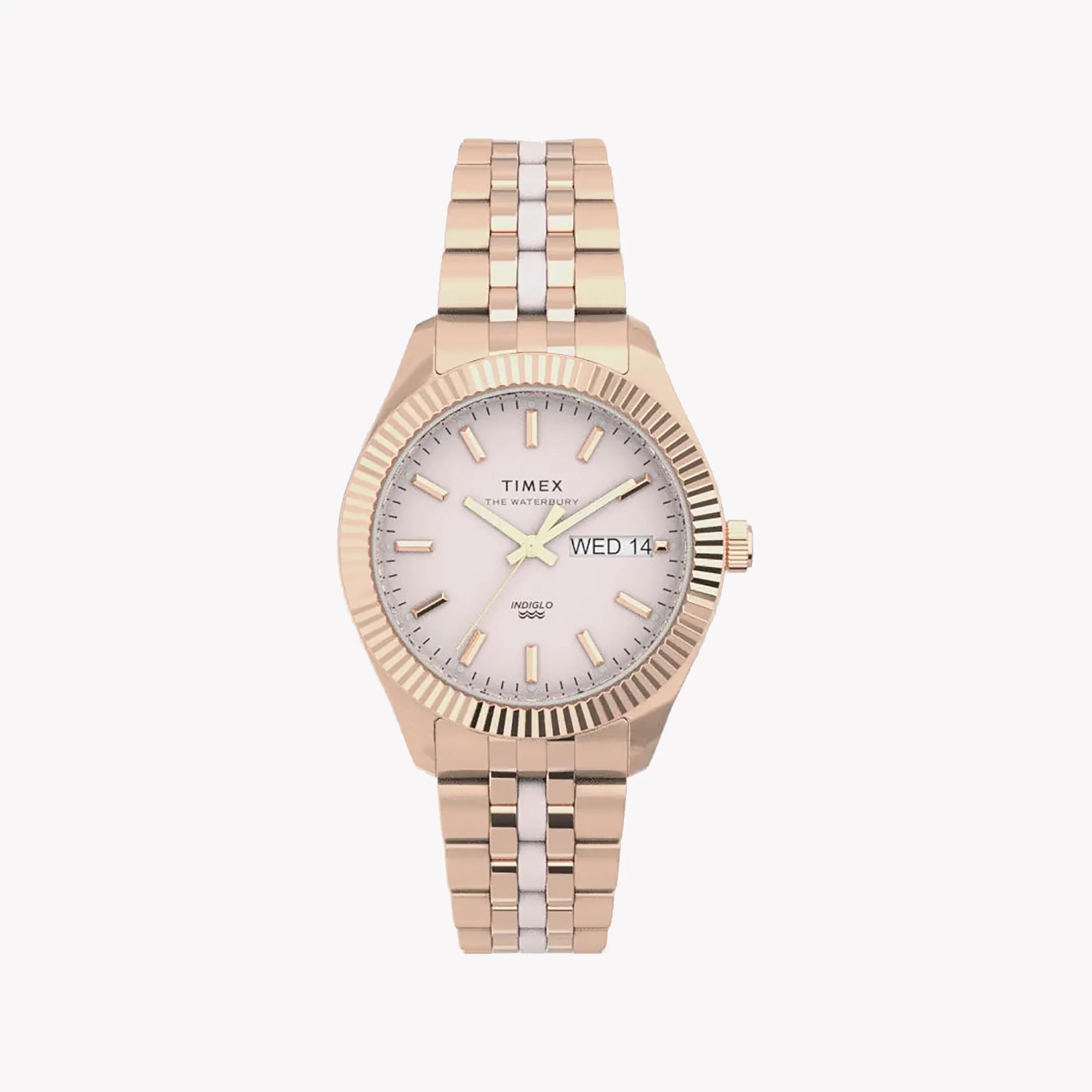 Timex Women's Rose Gold Stainless Steel Watch, Pink Dial | Tw2u82800
