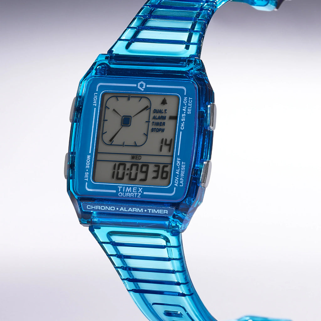 Timex Unisex Blue Resin Watch, Transparent Blue | Tw2w45100