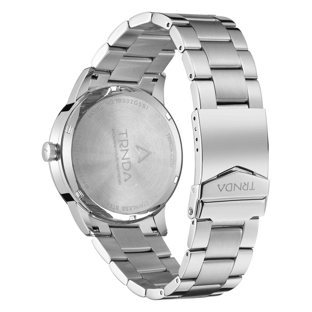 Trnda Men's Stainless Steel Watch, Silver Dial | Trnda-43s