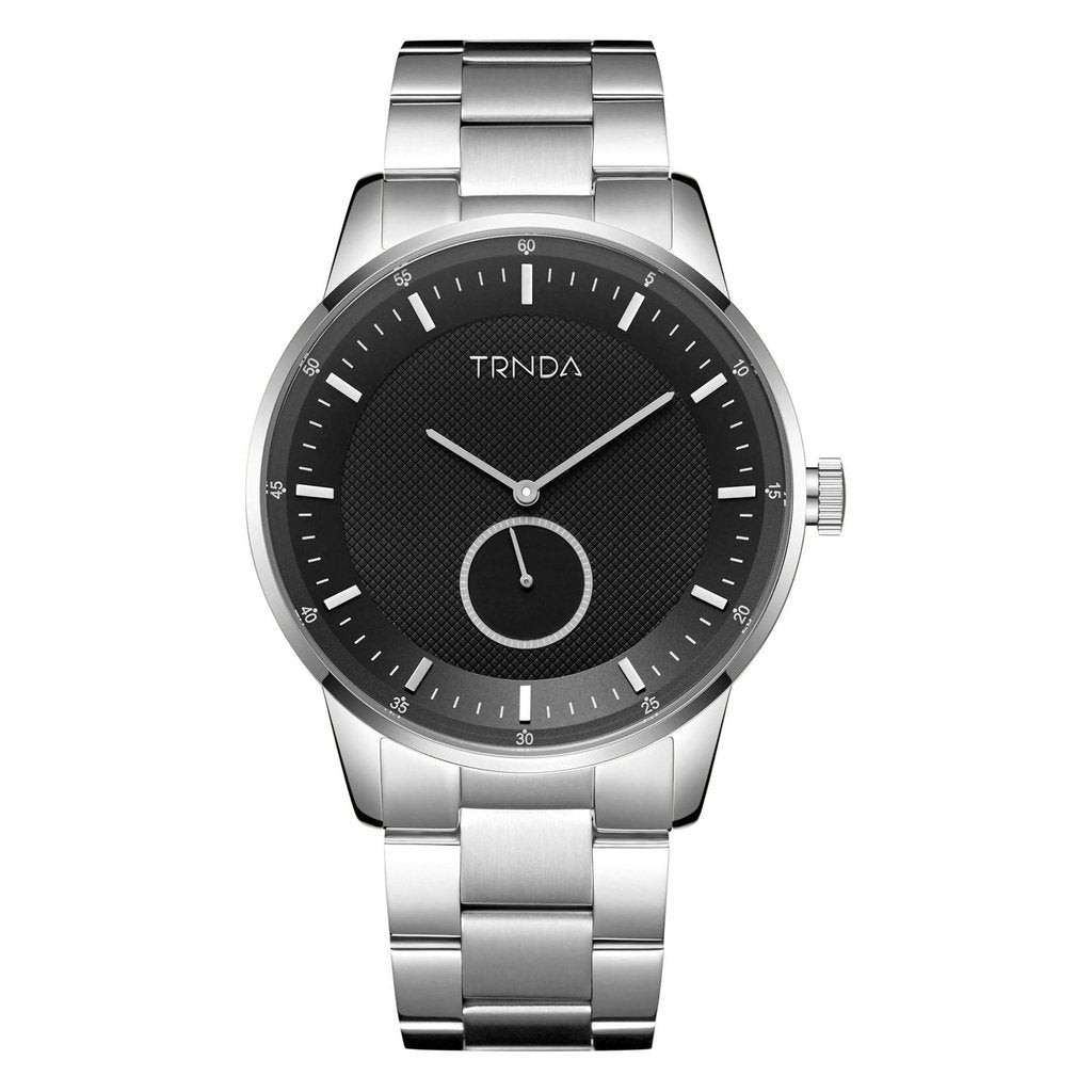 Trnda Men's Stainless Steel Watch, Black Dial | Trnd-S43b