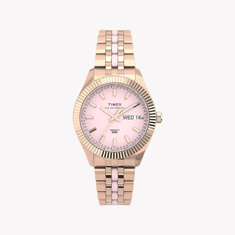 Timex Women's Rose Gold Stainless Steel Watch, Pink Dial | Tw2u82800